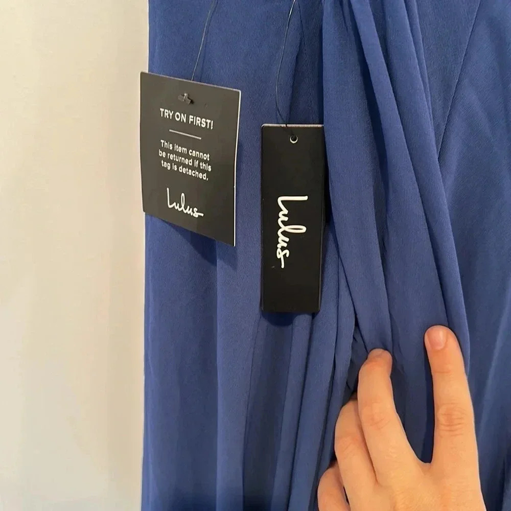 NWT Lulus Mythical Kind of Love Navy Blue Maxi Dress Sz S - Picture 8 of 12